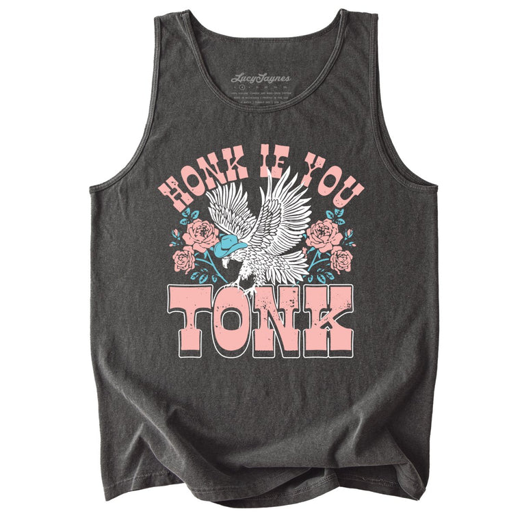 Honk if You Tonk Comfort Colors Graphic Tank Top - Pepper
