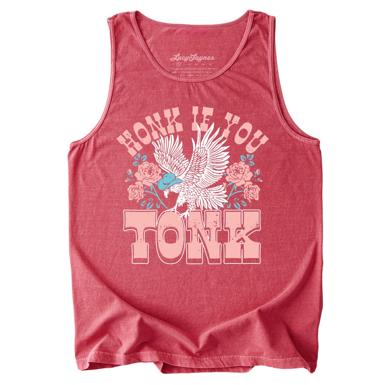 Honk if You Tonk Comfort Colors Graphic Tank Top - Crimson