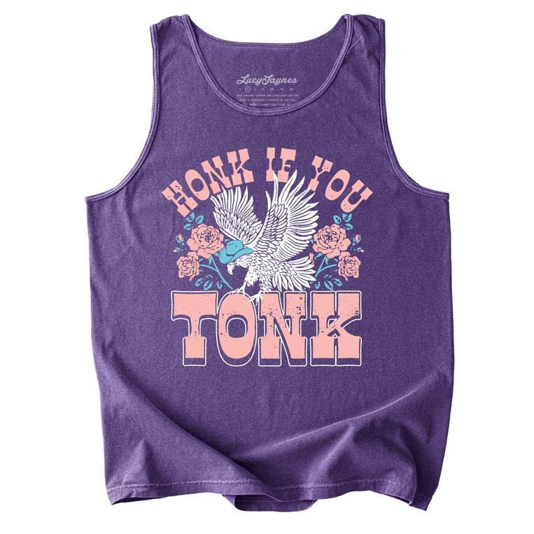 Honk if You Tonk Comfort Colors Graphic Tank Top - Grape