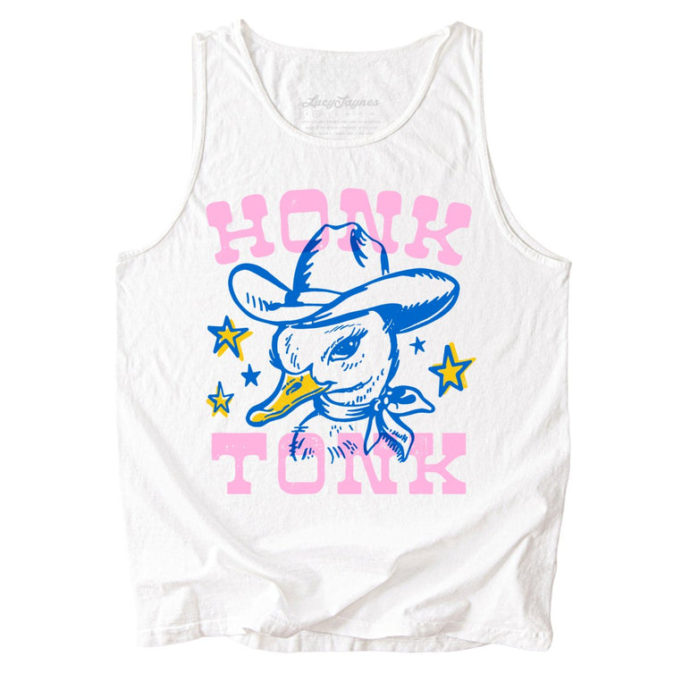 Honk Tonk Comfort Colors Graphic Tank Top - White