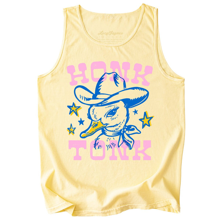Honk Tonk Comfort Colors Graphic Tank Top - Butter