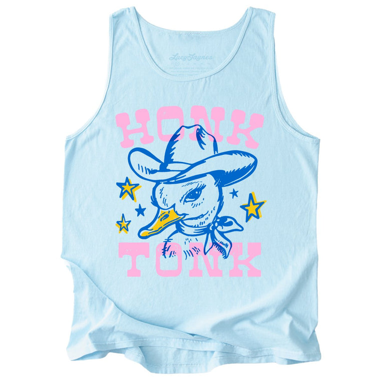 Honk Tonk Comfort Colors Graphic Tank Top - Chambray