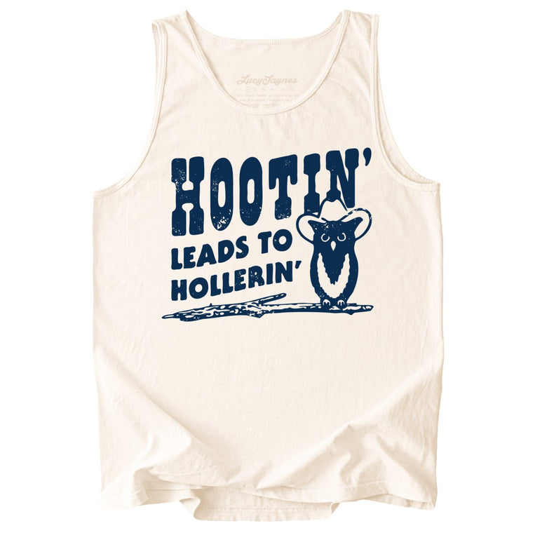 Hootin' Leads to Hollerin' Comfort Colors Graphic Tank Top - Ivory