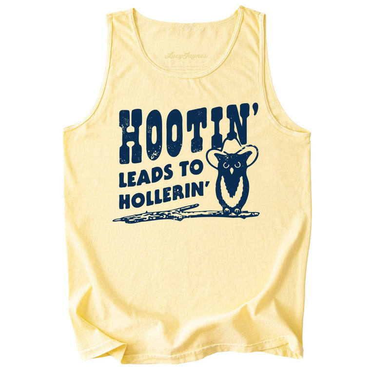 Hootin' Leads to Hollerin' Comfort Colors Graphic Tank Top - Butter