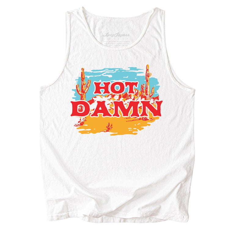 Hot Damn Comfort Colors Graphic Tank Top - White