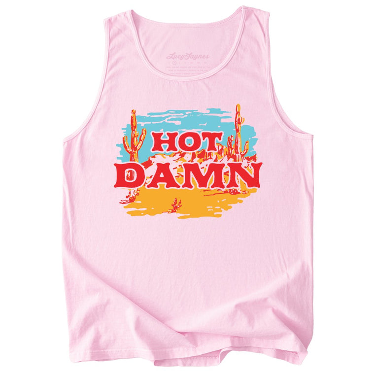 Hot Damn Comfort Colors Graphic Tank Top - Blossom