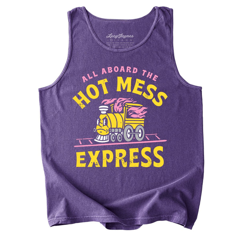 Hot Mess Express Comfort Colors Graphic Tank Top - Grape