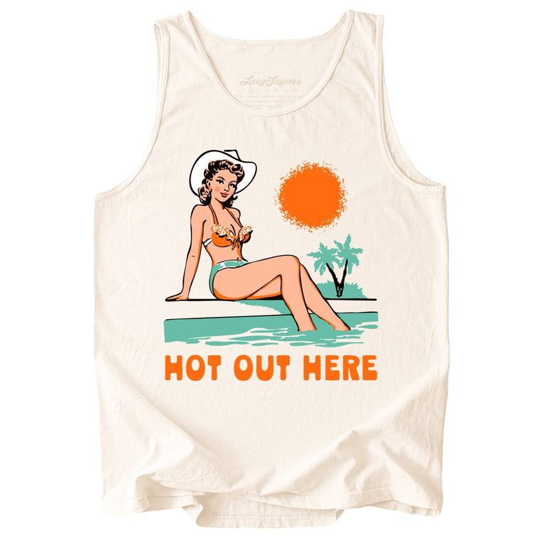 Hot Out Here Comfort Colors Graphic Tank Top - Ivory