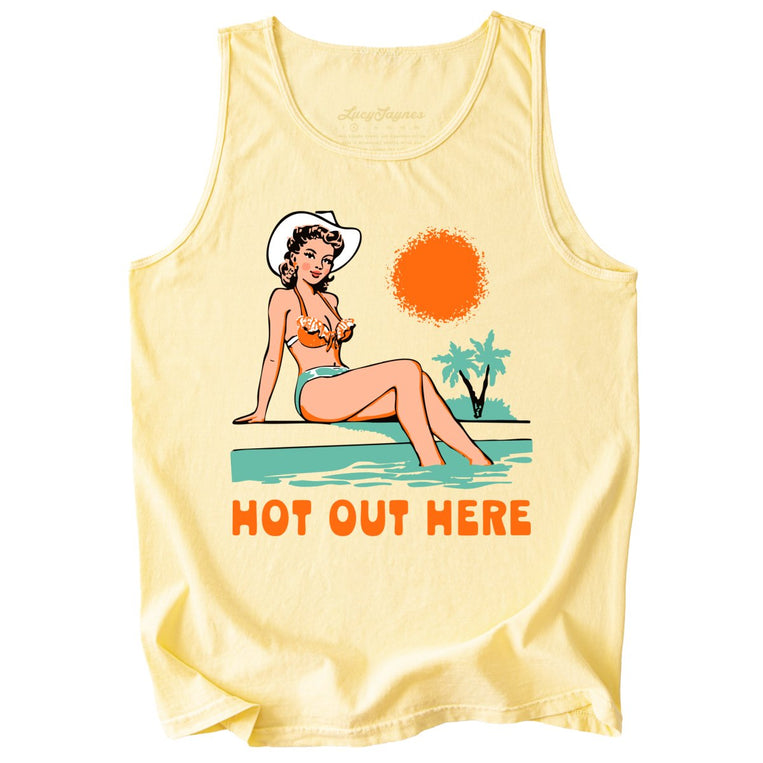 Hot Out Here Comfort Colors Graphic Tank Top - Butter