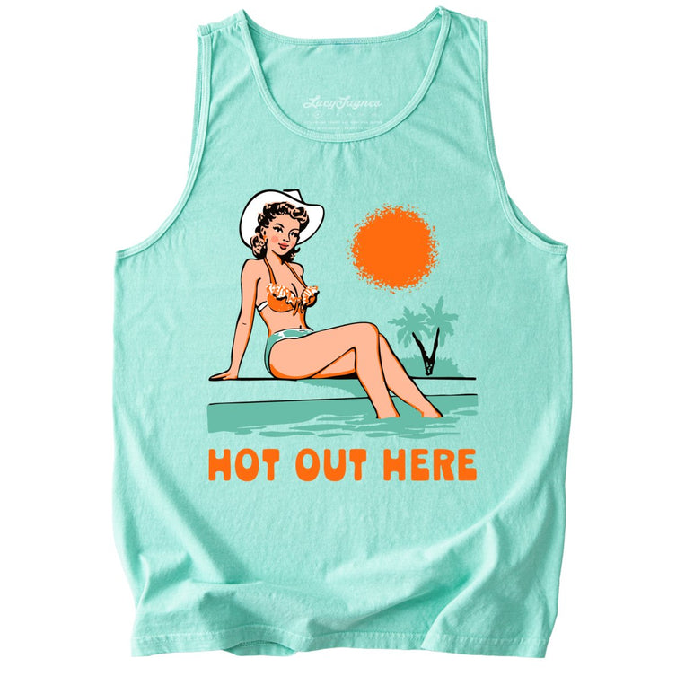 Hot Out Here Comfort Colors Graphic Tank Top - Island Reef