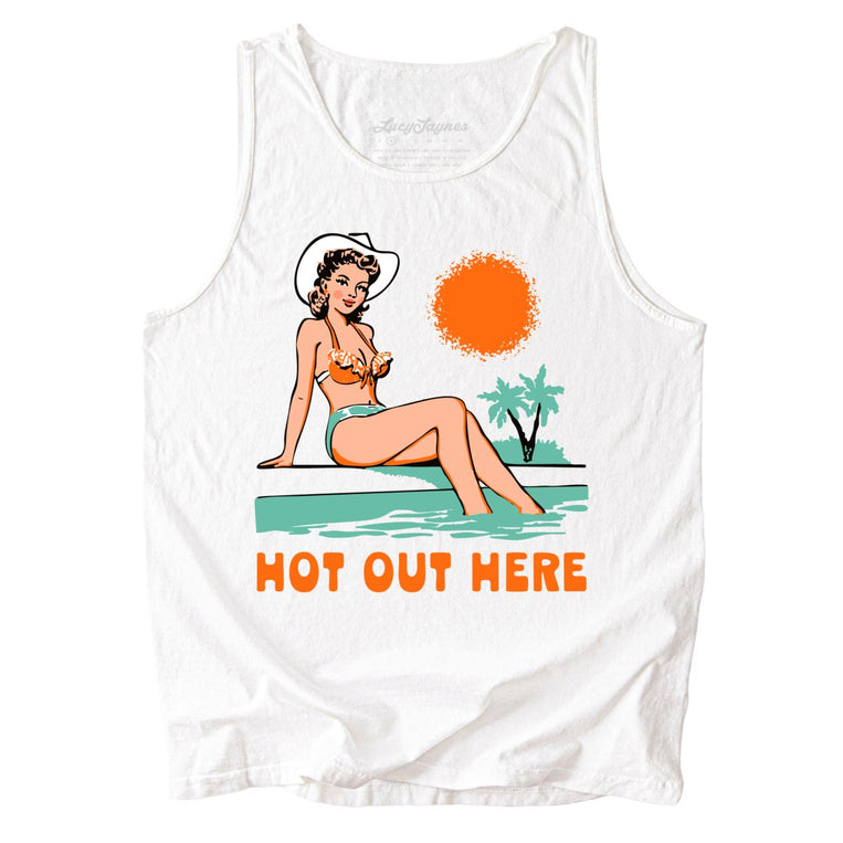 Hot Out Here Comfort Colors Graphic Tank Top - White