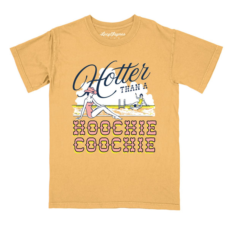 Hotter Than a Hoochie Coochie Comfort Colors Graphic Tee - Mustard