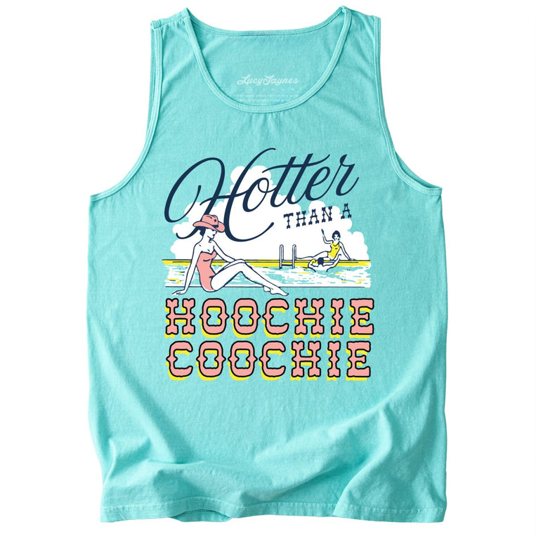 Hotter Than a Hoochie Coochie Comfort Colors Graphic Tank Top - Chalky Mint