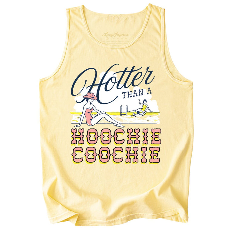 Hotter Than a Hoochie Coochie Comfort Colors Graphic Tank Top - Butter
