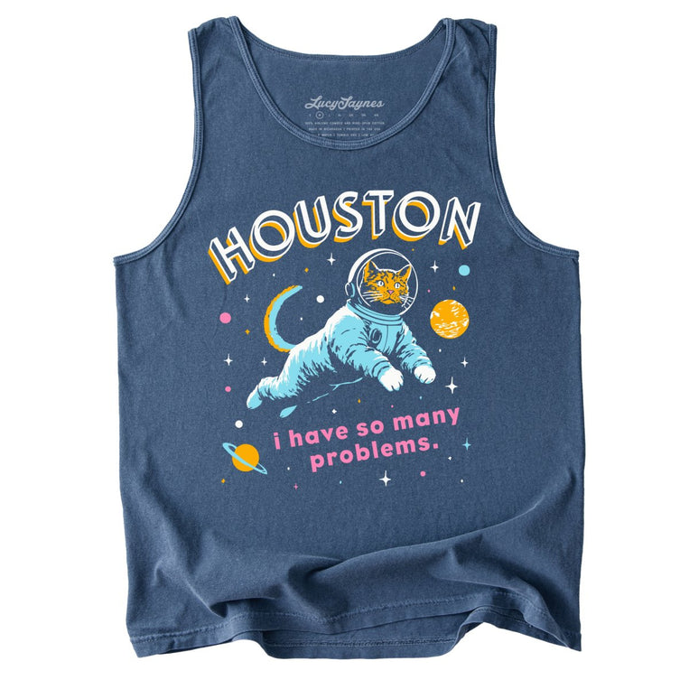 Houston I Have So Many Problems Comfort Colors Graphic Tank Top - Denim