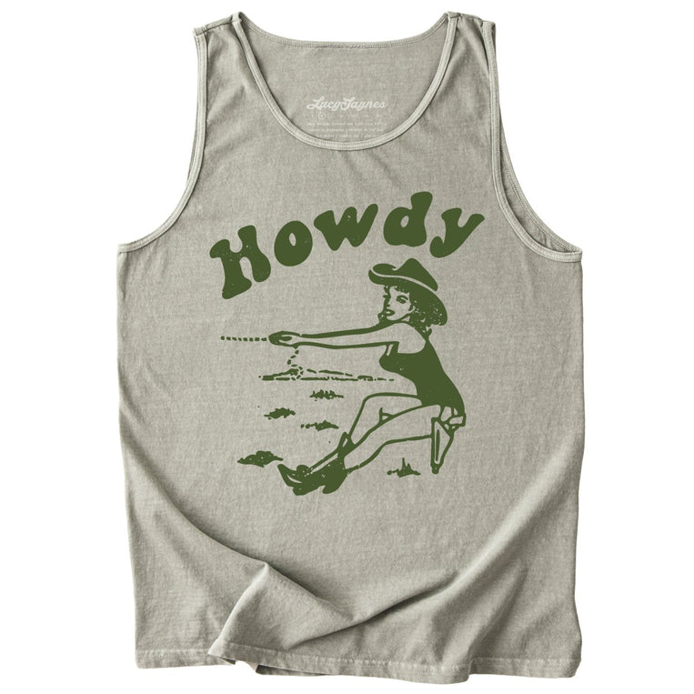 Howdy Cowgirl Comfort Colors Graphic Tank Top - Sandstone