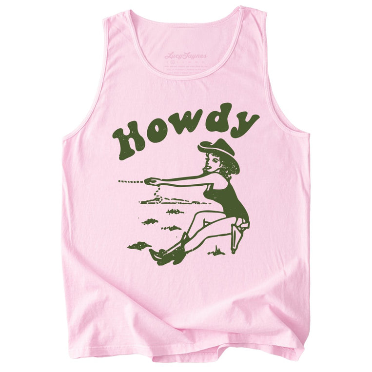 Howdy Cowgirl Comfort Colors Graphic Tank Top - Blossom