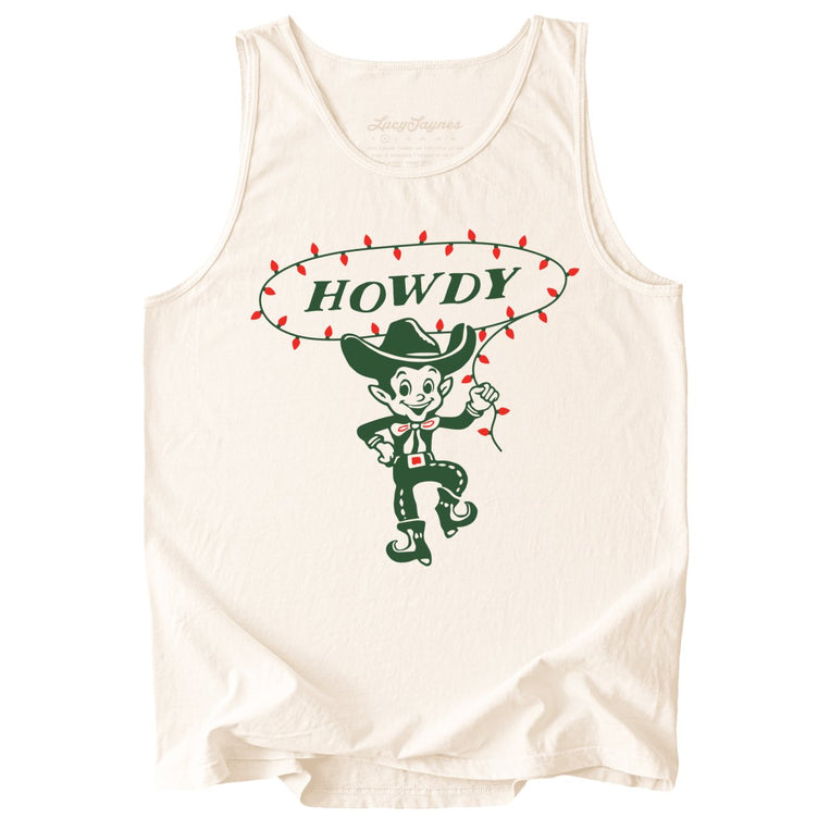 Howdy Elf Comfort Colors Graphic Tank Top - Ivory