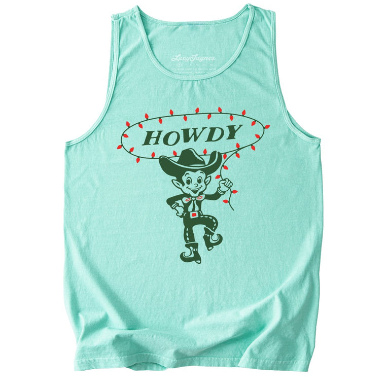 Howdy Elf Comfort Colors Graphic Tank Top - Island Reef