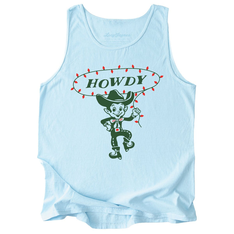 Howdy Elf Comfort Colors Graphic Tank Top - Chambray