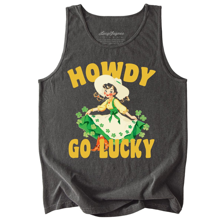 Howdy Go Lucky Comfort Colors Graphic Tank Top - Pepper