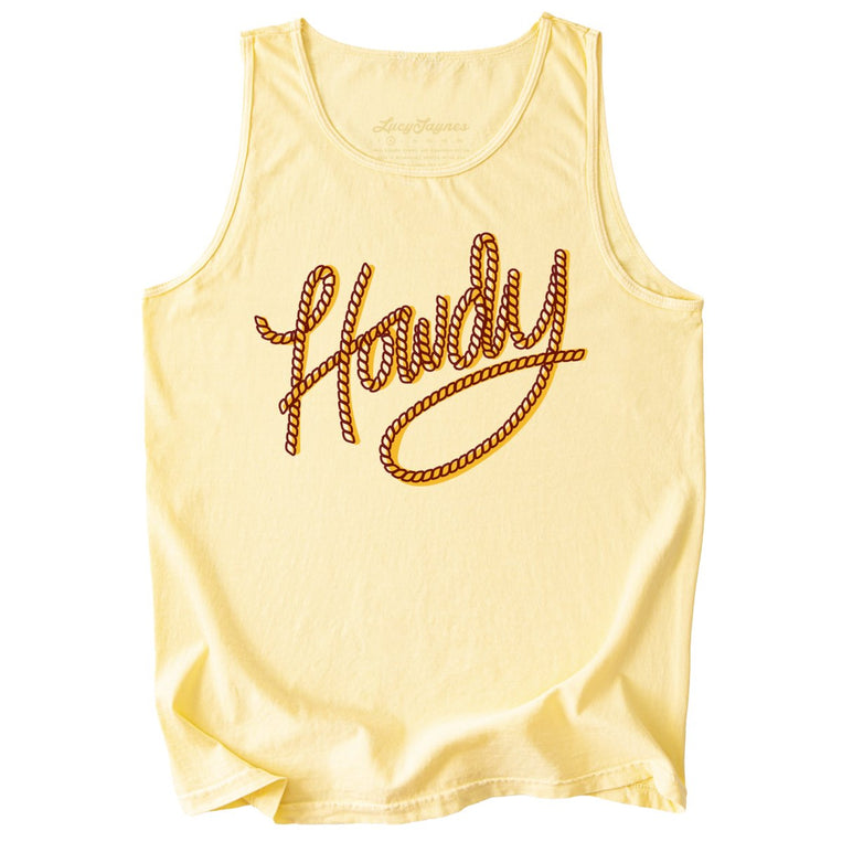 Howdy Rope Comfort Colors Graphic Tank Top - Butter
