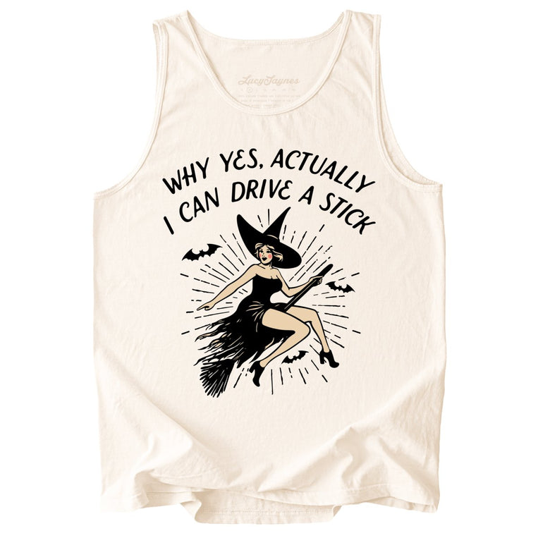 I Can Drive a Stick Comfort Colors Graphic Tank Top - Ivory