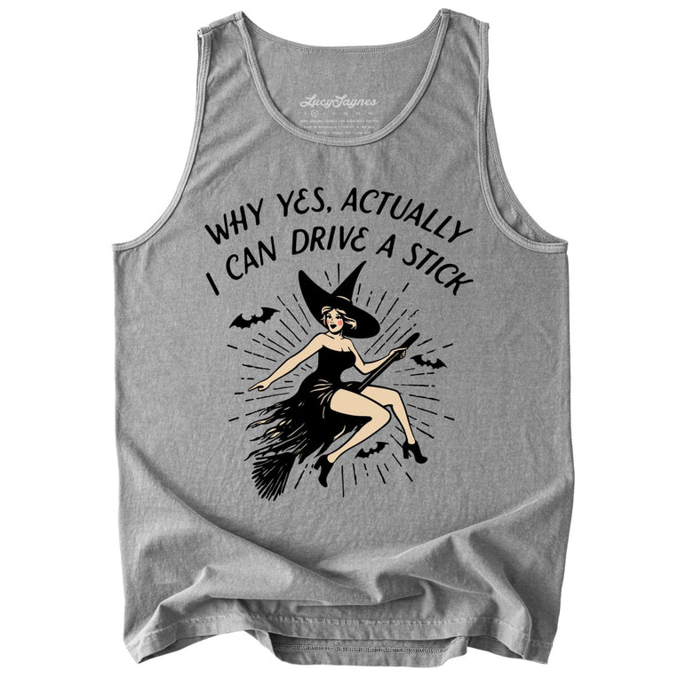 I Can Drive a Stick Comfort Colors Graphic Tank Top - Grey