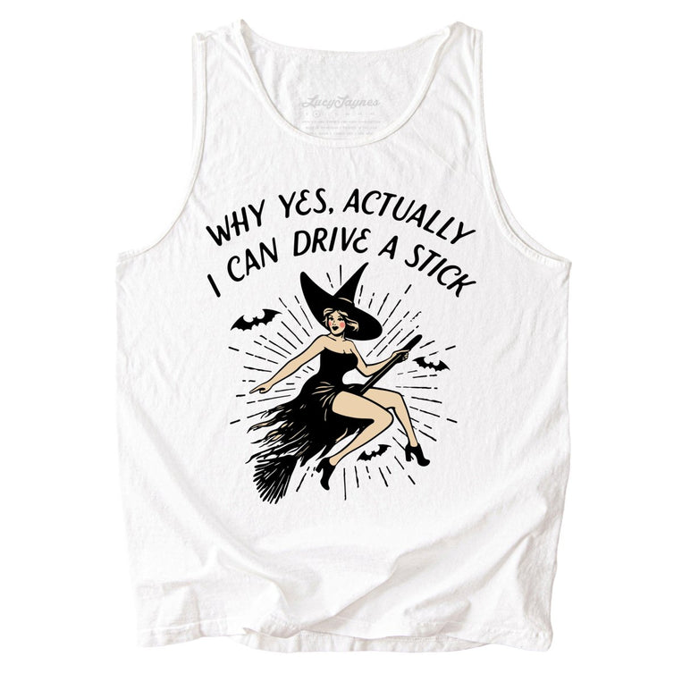 I Can Drive a Stick Comfort Colors Graphic Tank Top - White