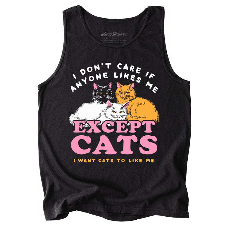 I Don't Care If Anyone Likes Me Except Cats Comfort Colors Graphic Tank Top