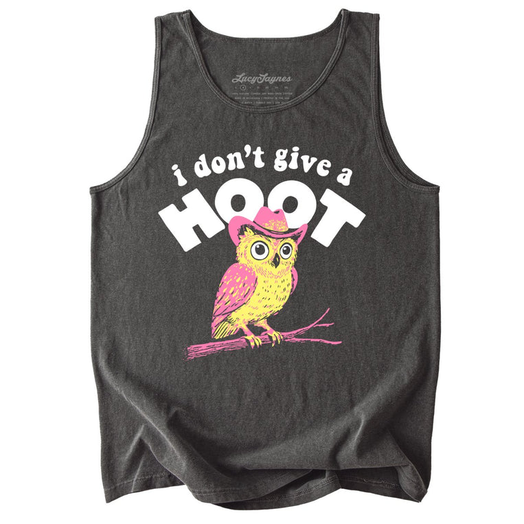 I Don't Give A Hoot Comfort Colors Graphic Tank Top - Pepper