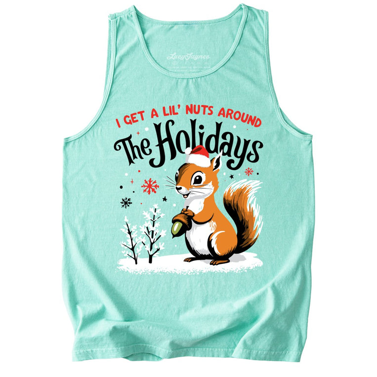 I Get A Lil' Nuts Around The Holidays Comfort Colors Graphic Tank Top - Island Reef