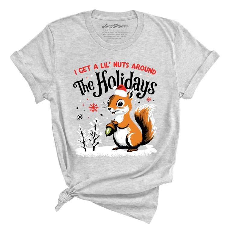 I Get A Lil' Nuts Around The Holidays - Athletic Heather - Full Front