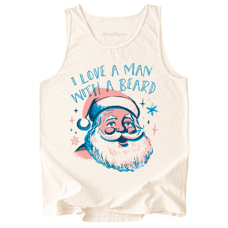I Love a Man With a Beard Comfort Colors Graphic Tank Top - Ivory
