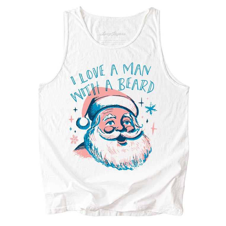 I Love a Man With a Beard Comfort Colors Graphic Tank Top - White