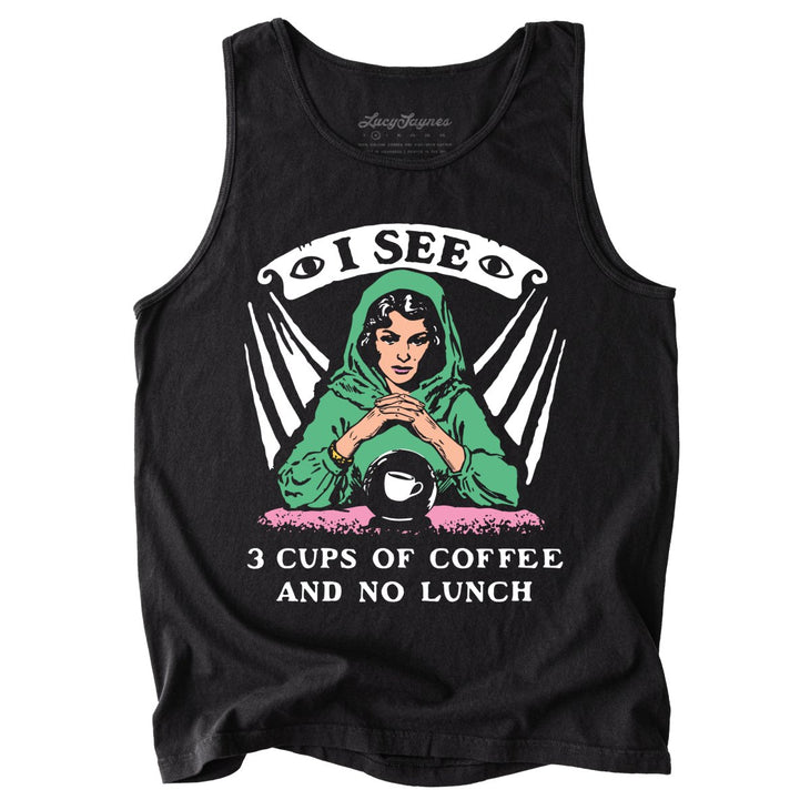 I See Three Cups Of Coffee And No Lunch Comfort Colors Tank Top