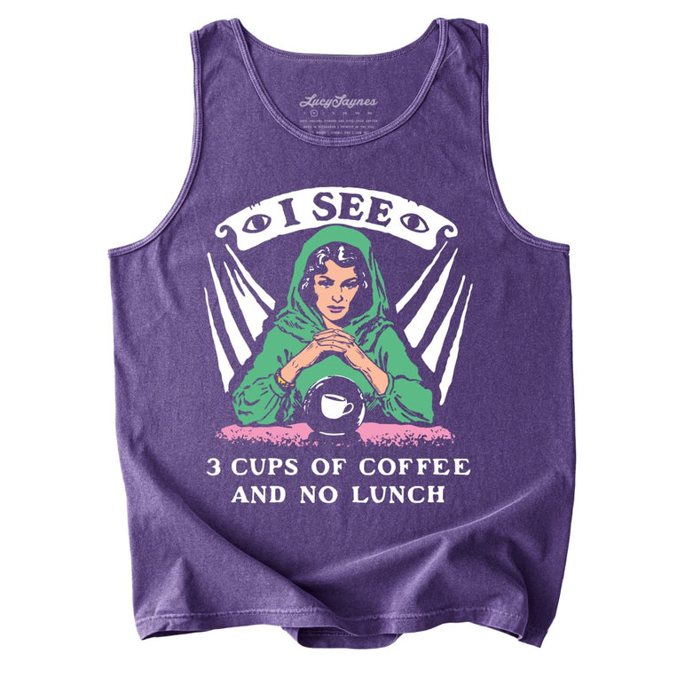 I See Three Cups Of Coffee And No Lunch - Grape - Tank Top
