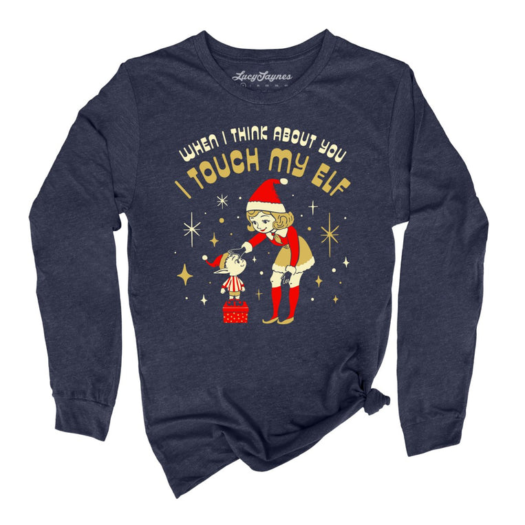 I Touch My Elf - Heather Navy - Front