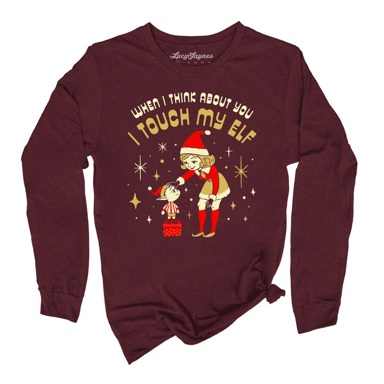 I Touch My Elf - Maroon - Front