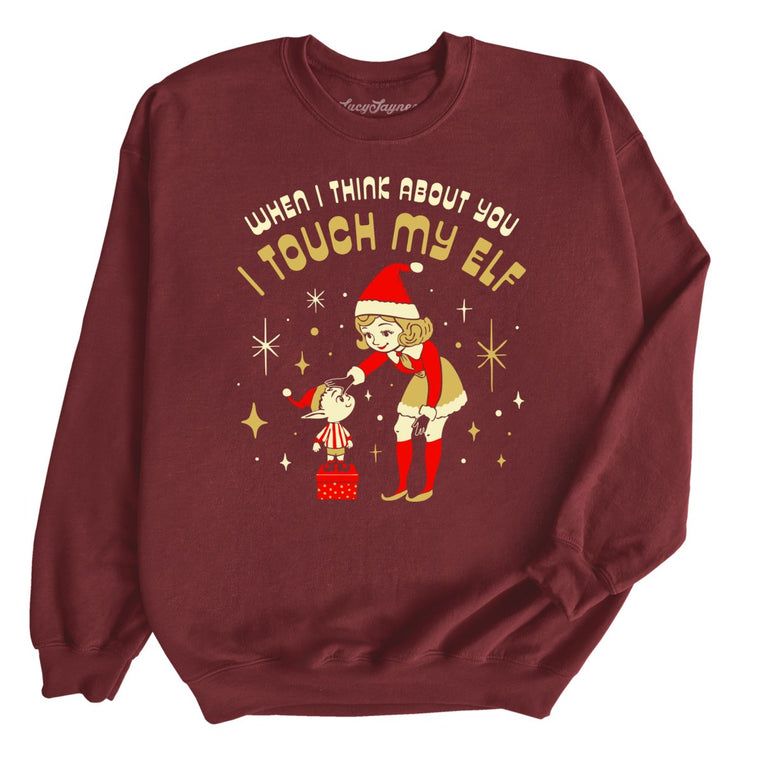 I Touch My Elf - Maroon - Front