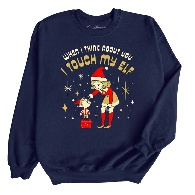 I Touch My Elf - Navy - Front