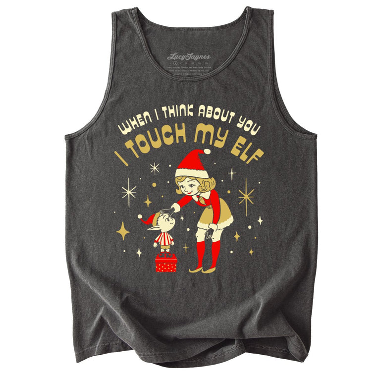 I Touch My Elf Comfort Colors Graphic Tank Top - Pepper