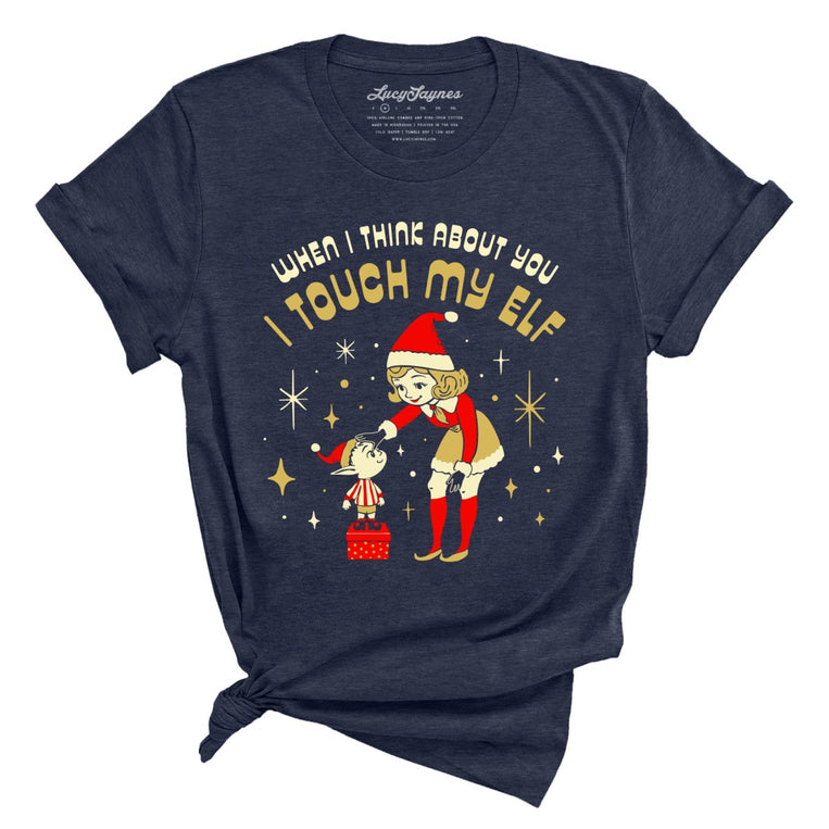 I Touch My Elf - Heather Midnight Navy - Front