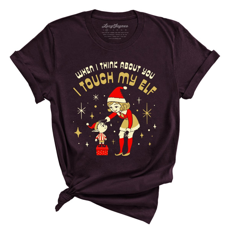 I Touch My Elf - Oxblood Black - Front