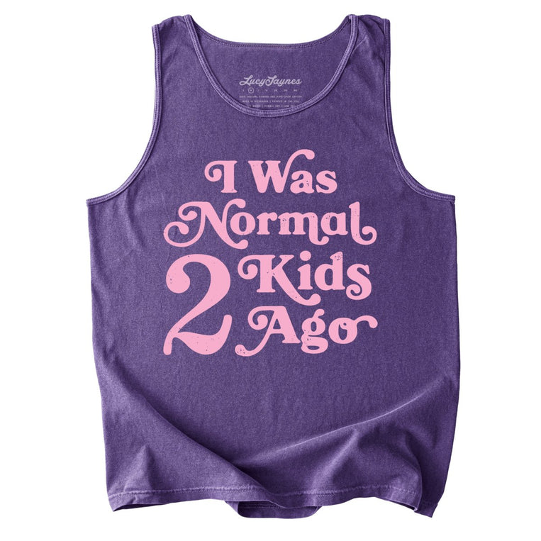I Was Normal 2 Kids Ago Comfort Colors Graphic Tank Top - Grape