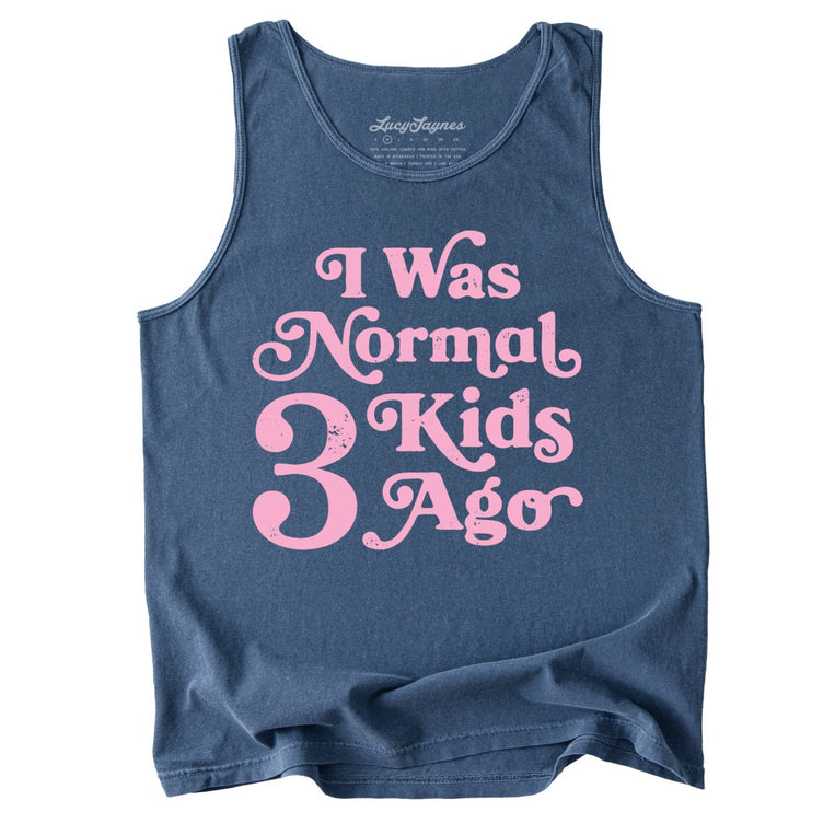 I Was Normal 3 Kids Ago Comfort Colors Graphic Tank Top - Denim