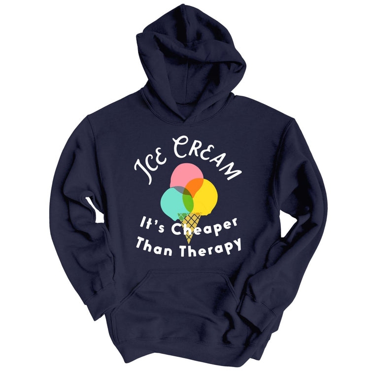 Ice Cream Cheaper Than Therapy - Classic Navy - Full Front
