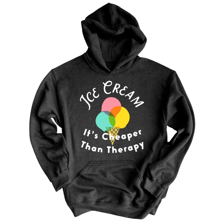 Ice Cream Cheaper Than Therapy - Charcoal Heather - Full Front