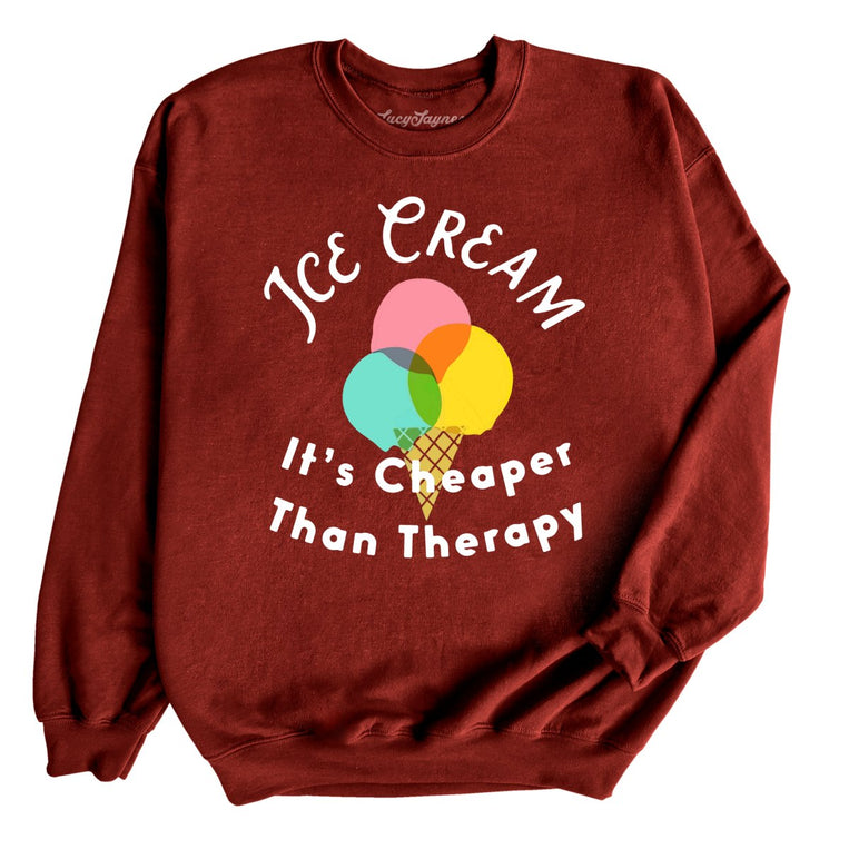 Ice Cream Cheaper Than Therapy - Garnet - Full Front