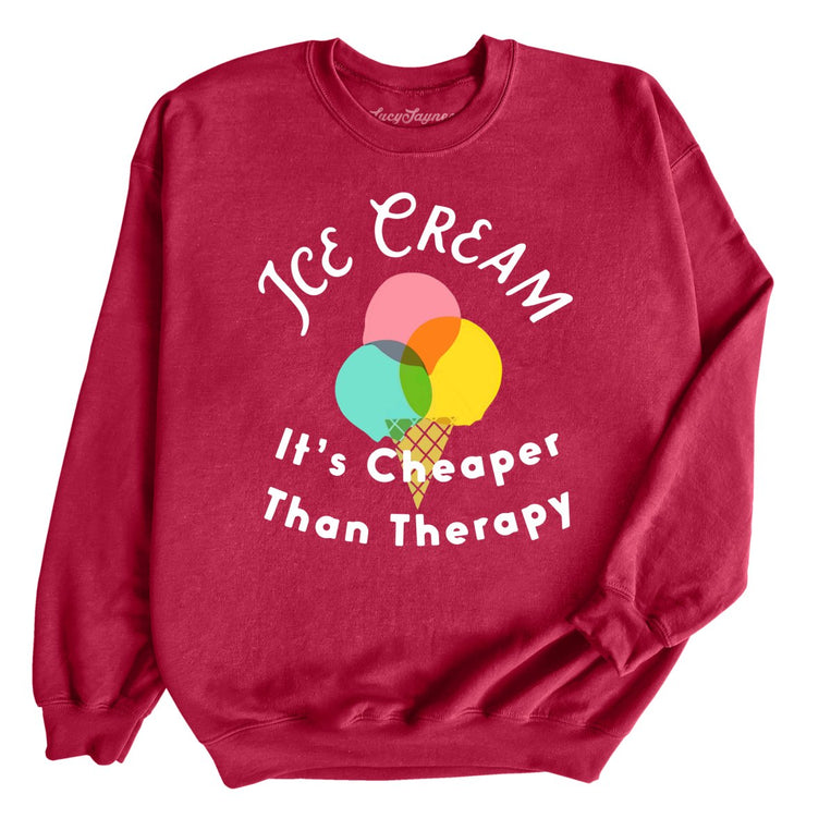 Ice Cream Cheaper Than Therapy - Cardinal Red - Full Front